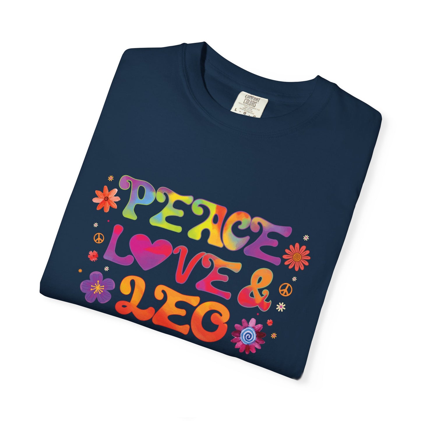 Peace Love & Leo - Retro Groovy Astrology Tee