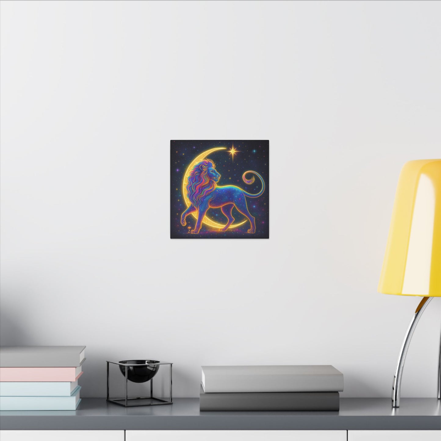 Radiant Rainbow Lion – Celestial Wall Art (Leo Inspired)