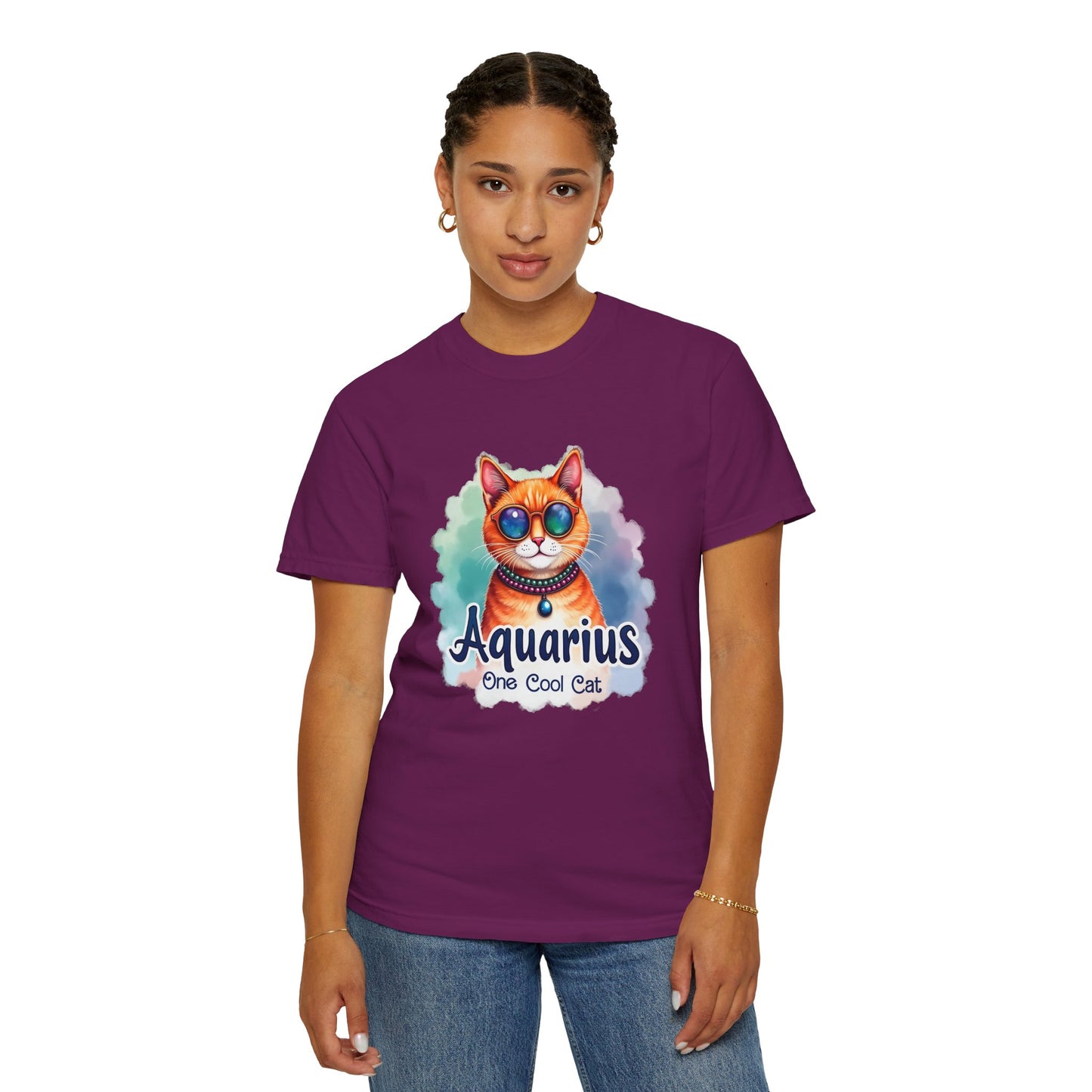 Aquarius One Cool Cat – Colorful Zodiac Shirt