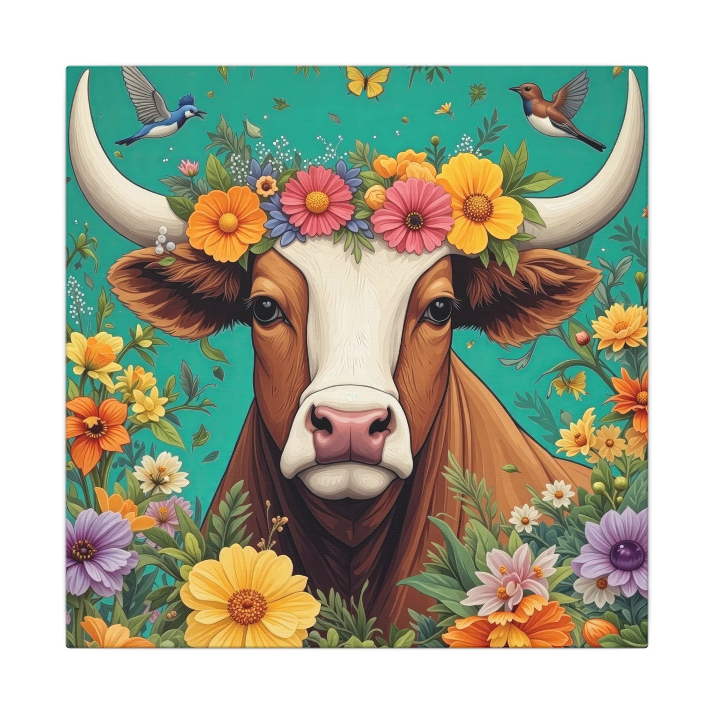 Bull in Bloom – Colorful Floral Taurus Wall Art