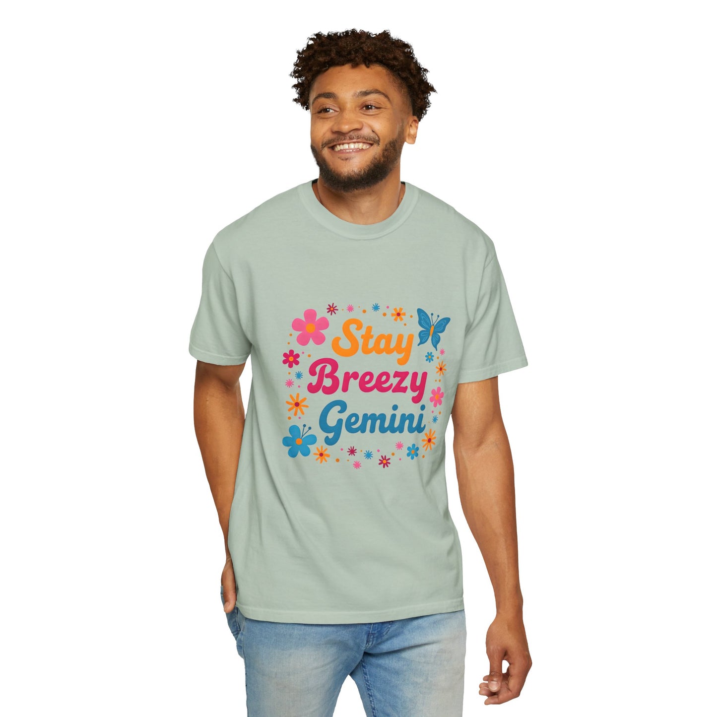 Stay Breezy Gemini Tee β Groovy Flower Power Zodiac Shirt