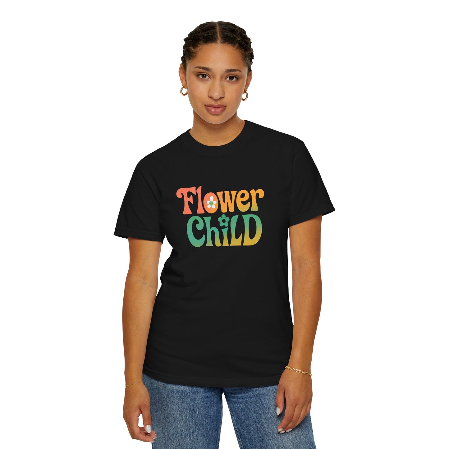 Flower Child Retro Colorful Tee – Groovy 70s Comfort Colors Shirt