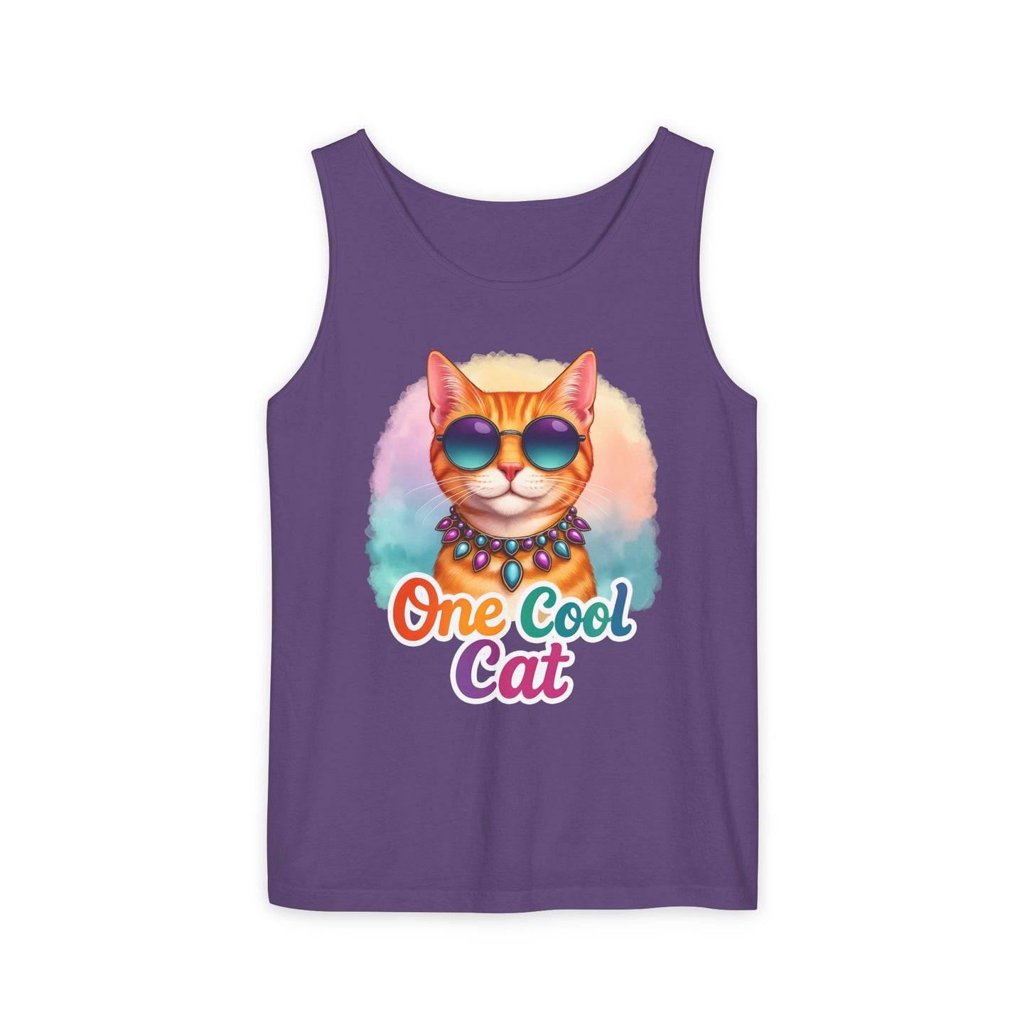 One Cool Cat – Colorful Retro Sassy Cat Tank (Unisex)