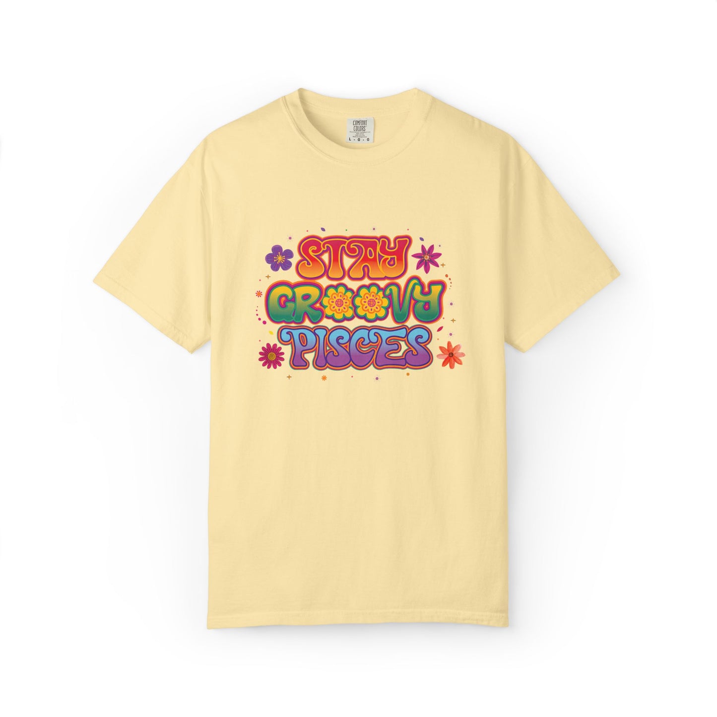 Stay Groovy Pisces - Retro Flower Power Zodiac Tee