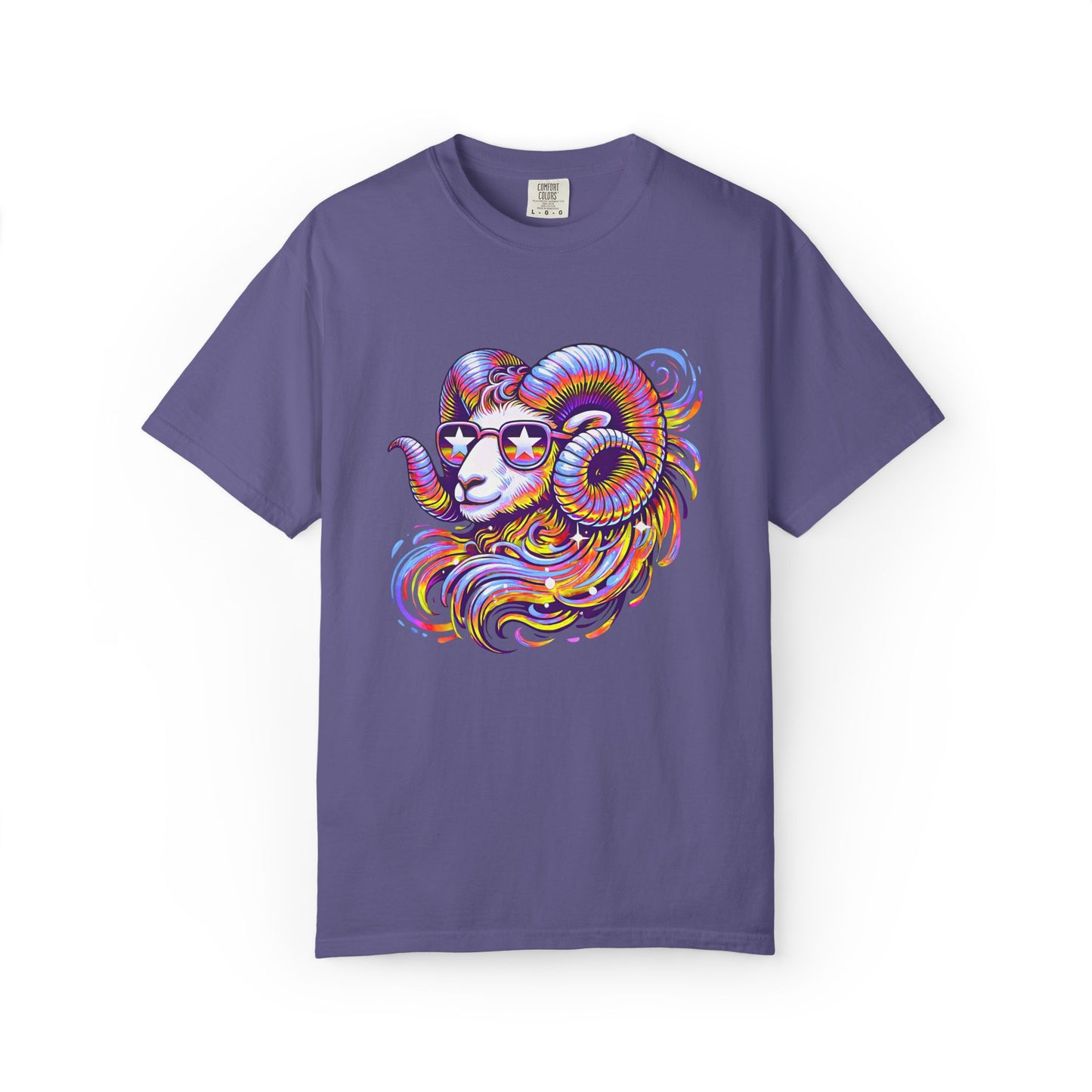 Psychedelic Aries Ram Tee – Retro Multicolor Zodiac Shirt