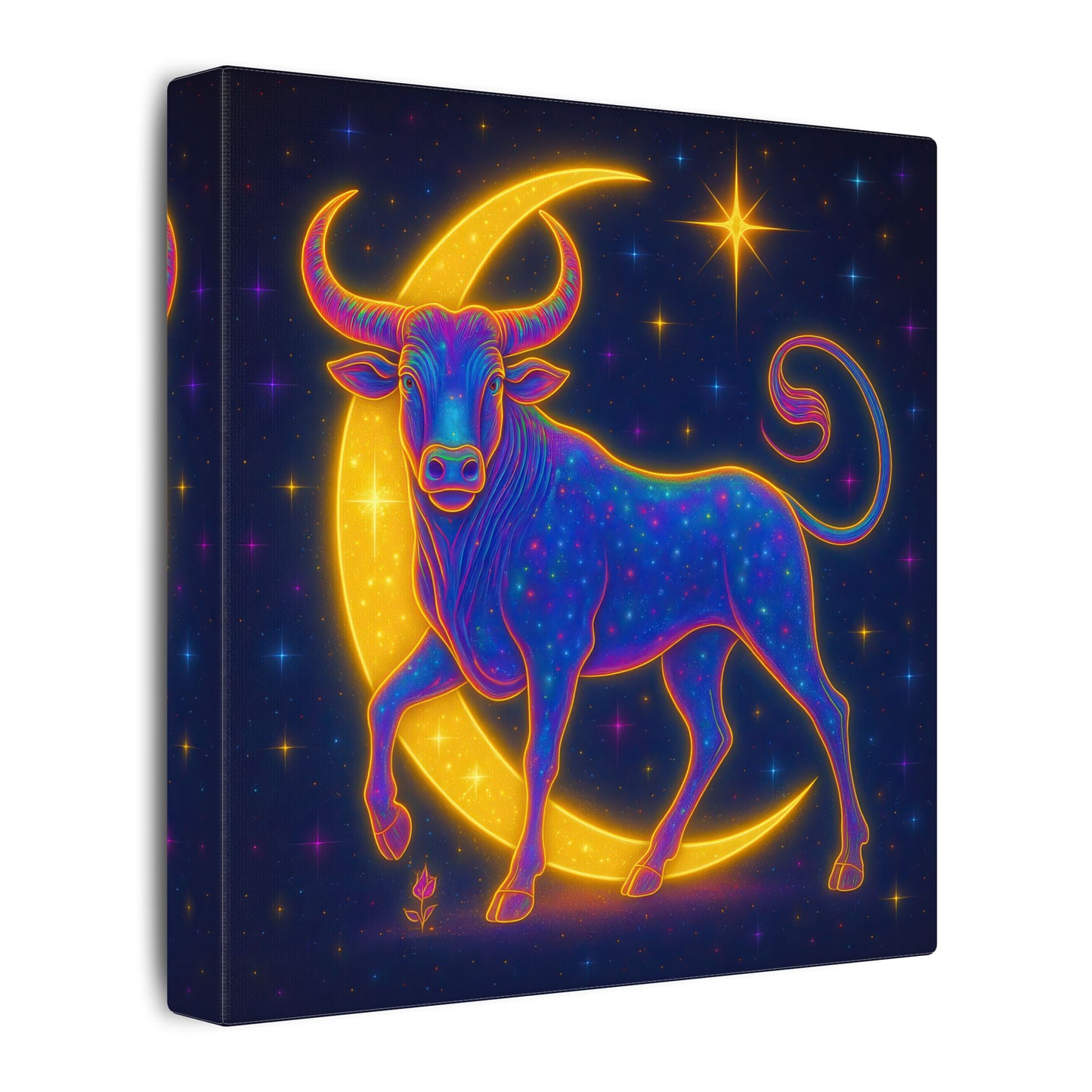 Radiant Rainbow Bull – Celestial Wall Art (Taurus Inspired)