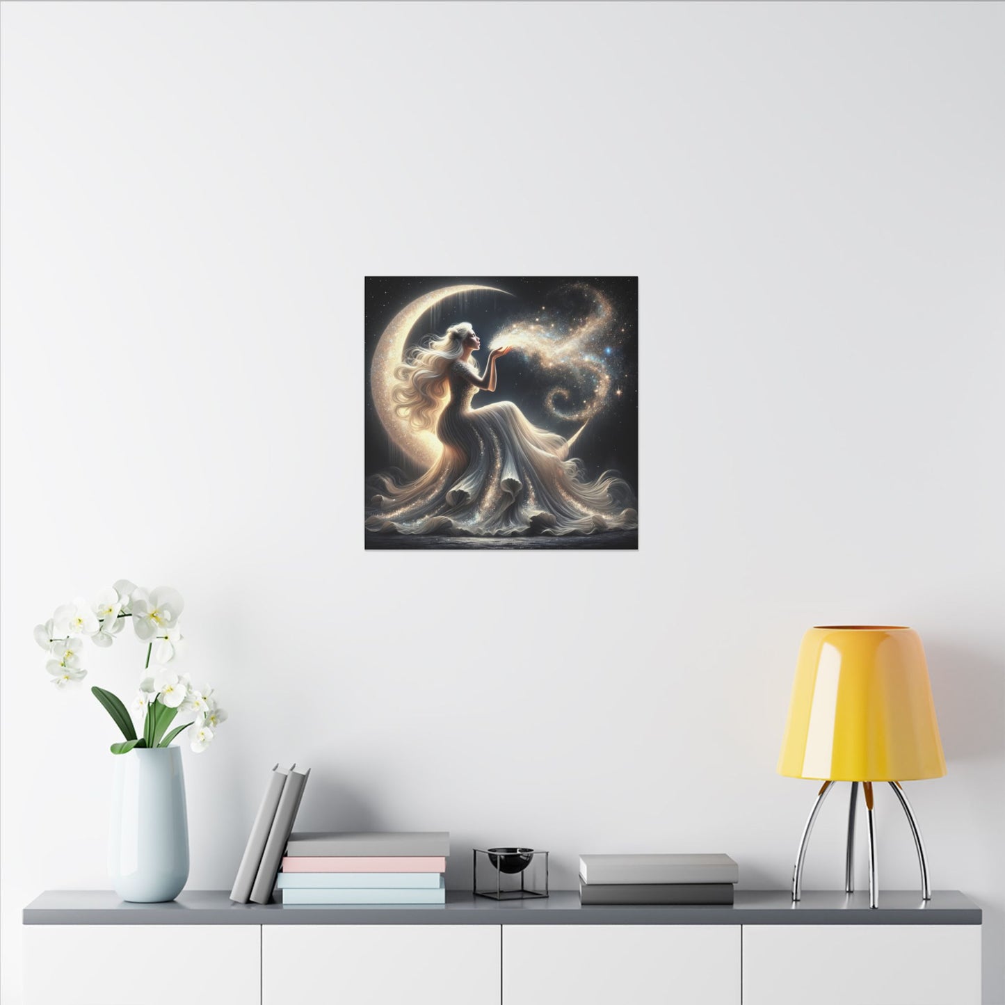 Stardust Wishes – Glamorous Moon Goddess Wall Art (Art Nouveau Inspired)