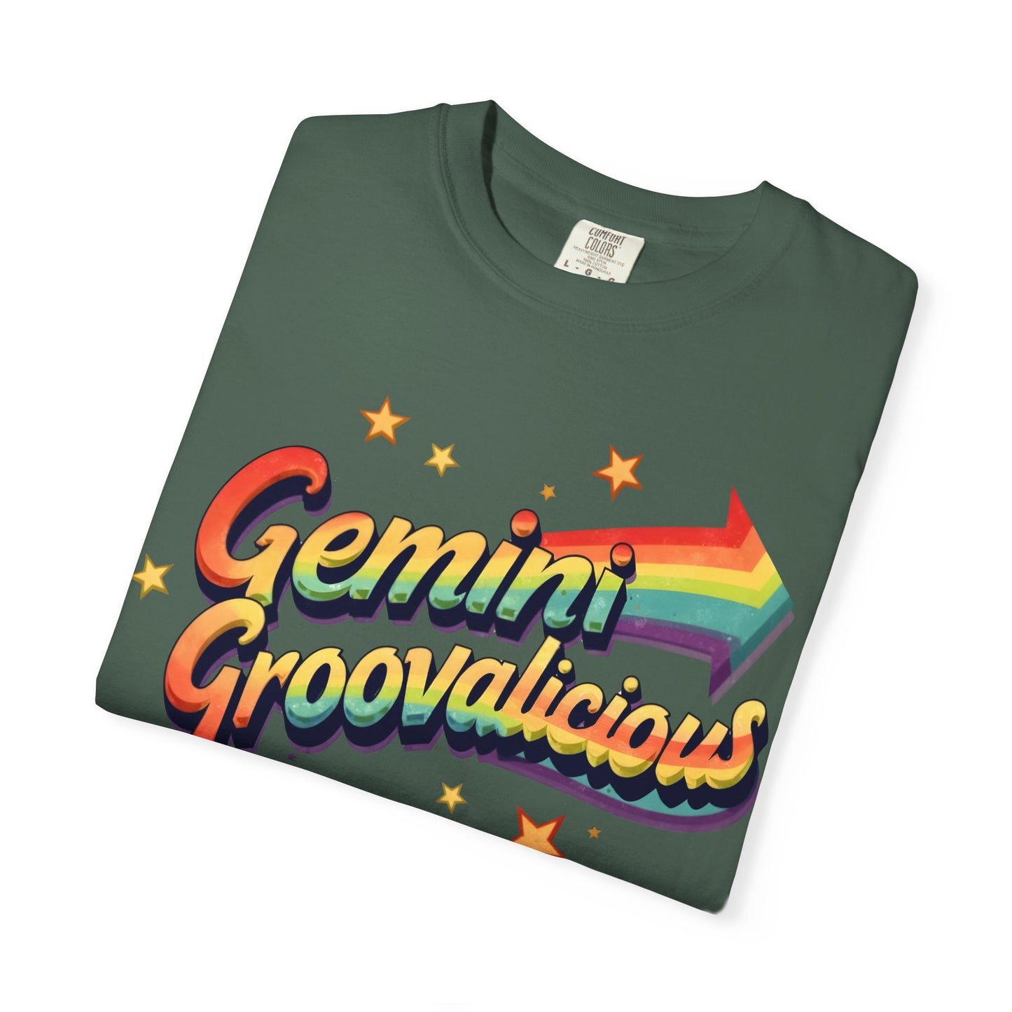 Gemini Groovalicious - Retro Rainbow Arrow Zodiac Tee
