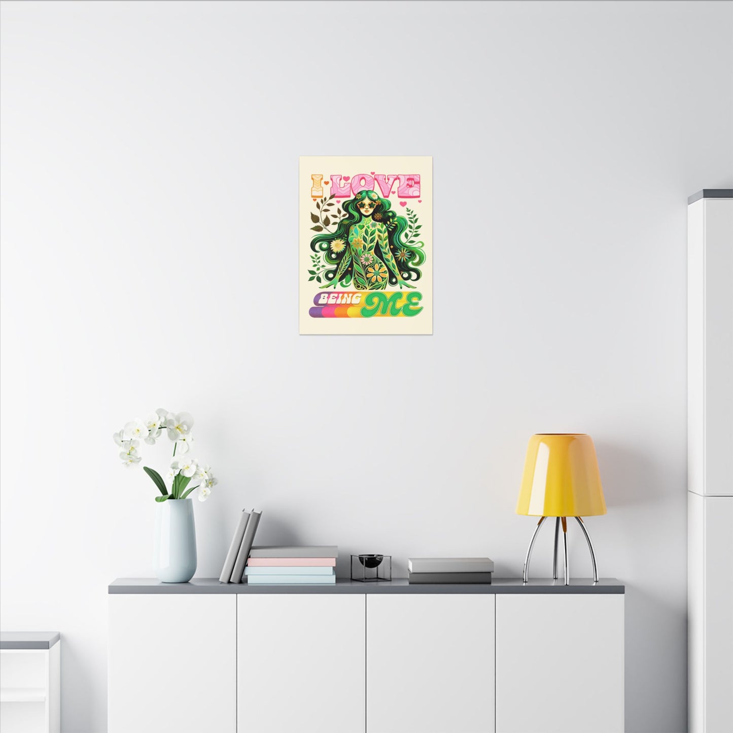 Mystical Retro Goddess Canvas Wall Art – Psychedelic Self-Love Botanical Design