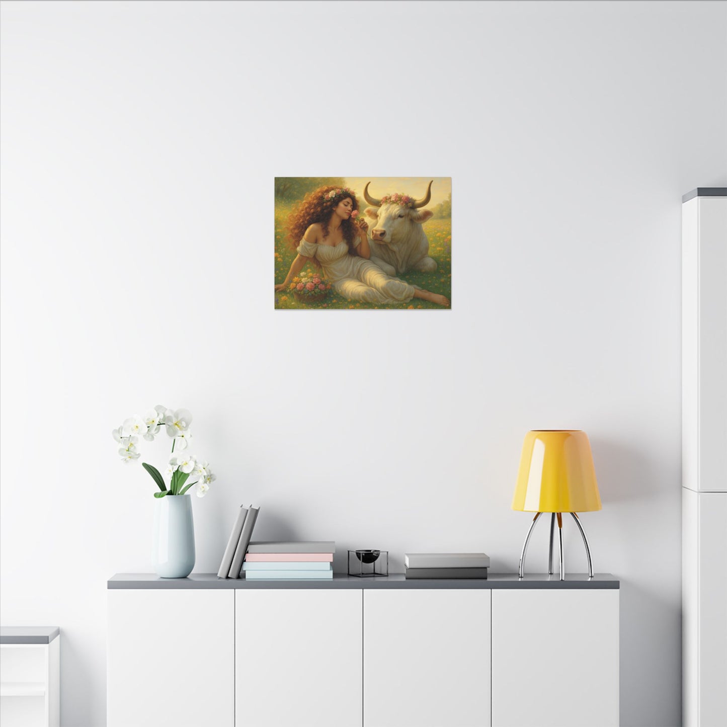 Taurus Zodiac Wall Art, Renaissance Taurus Canvas Print, Astrology Home Decor, Taurus Gift for Her, Celestial Bull Painting, Star Sign Wall Decor