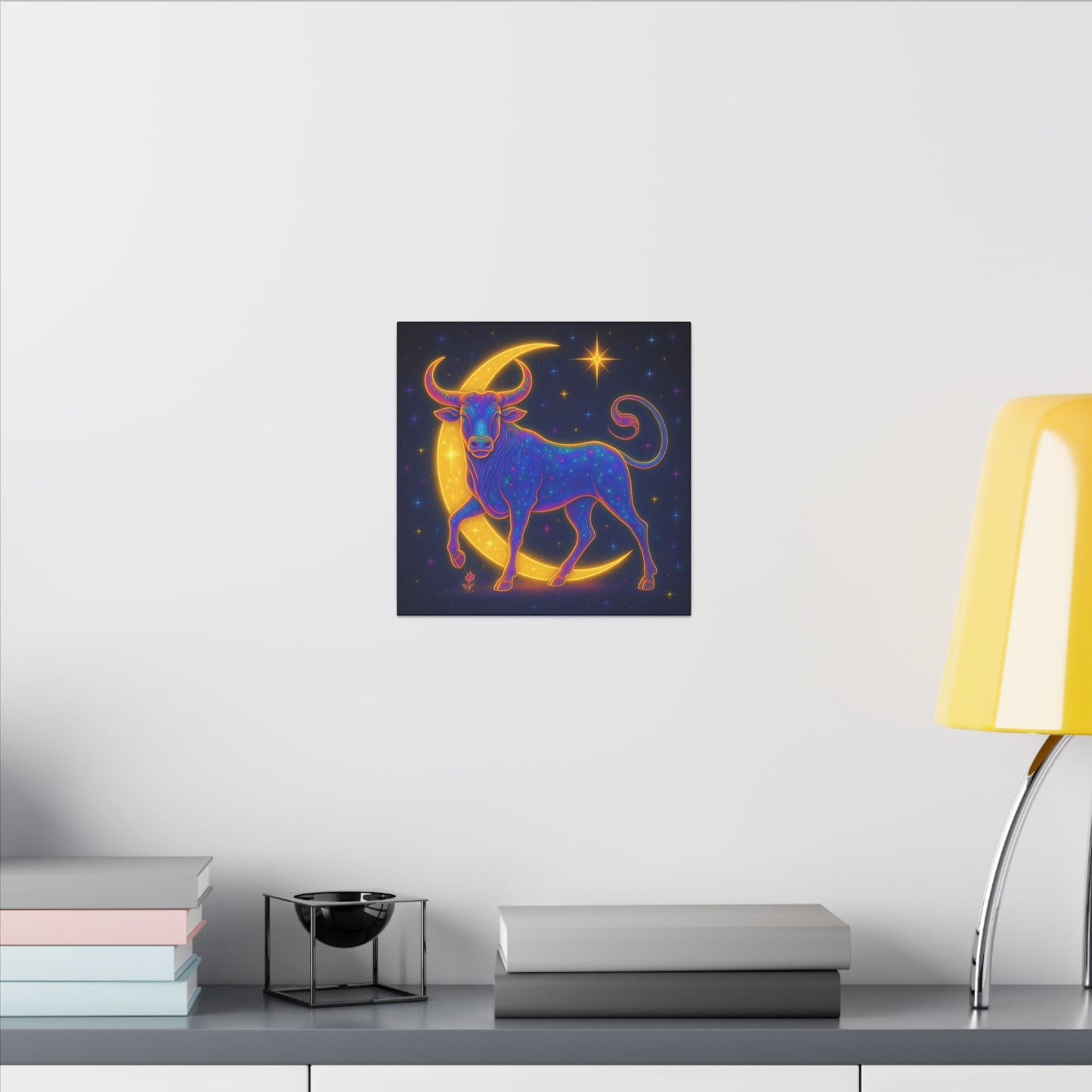 Radiant Rainbow Bull – Celestial Wall Art (Taurus Inspired)