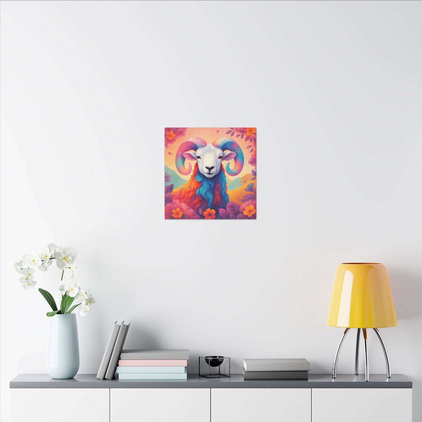 Rainbow Ram - Radiant Blossoms (Aries inspired) Wall Art