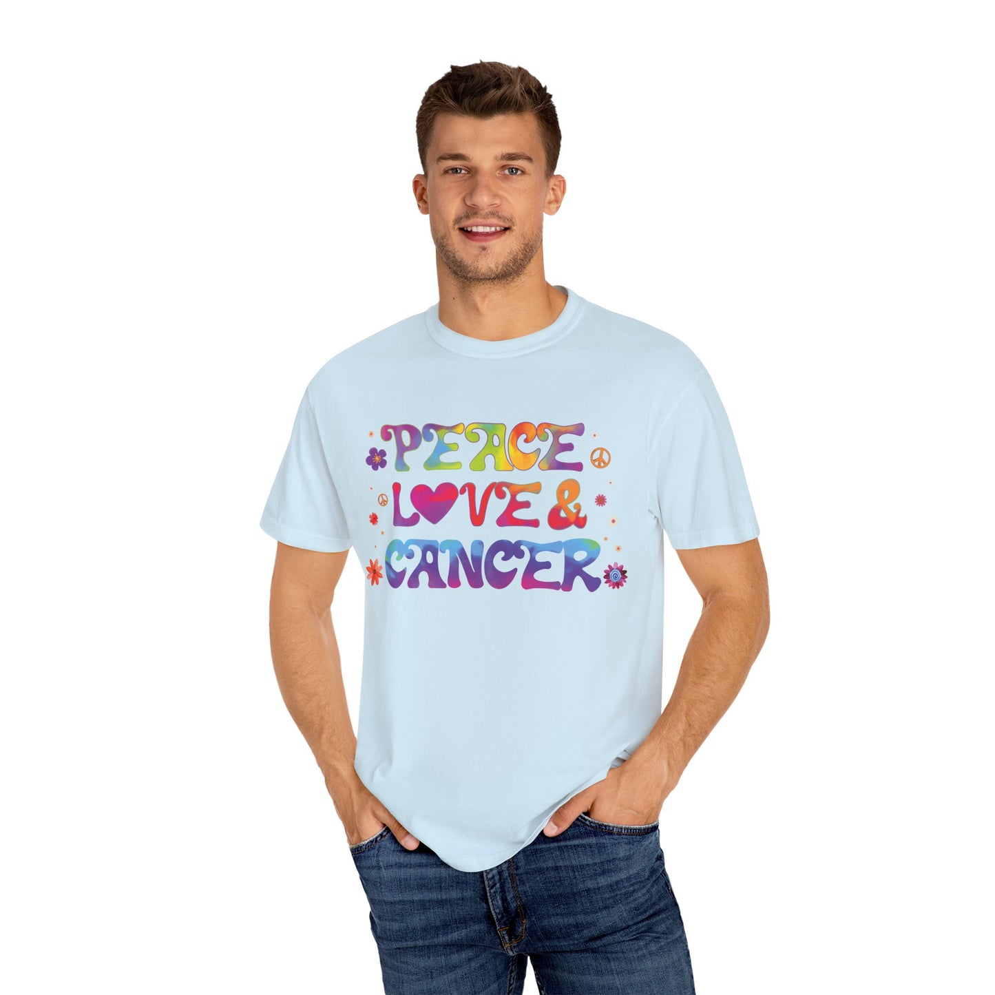 Peace Love & Cancer – Groovy Zodiac Retro Tee