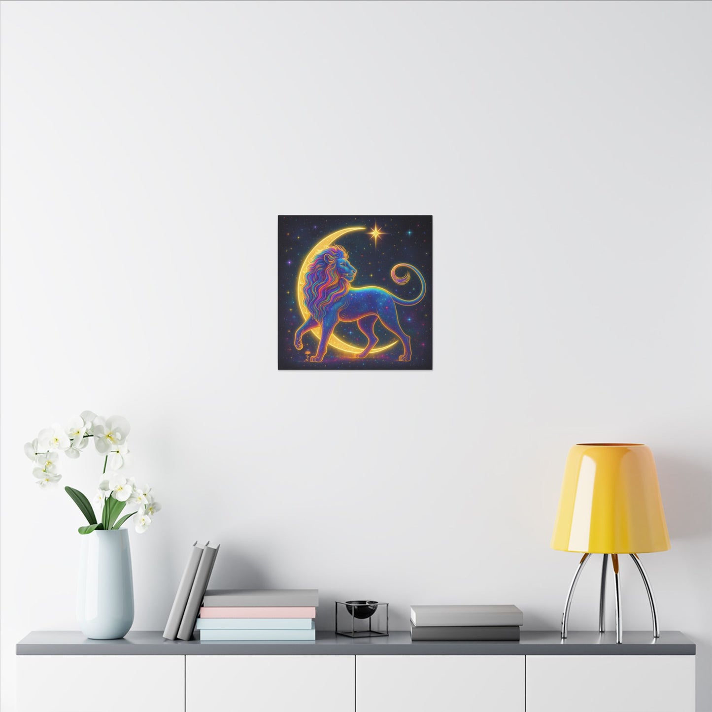 Radiant Rainbow Lion – Celestial Wall Art (Leo Inspired)