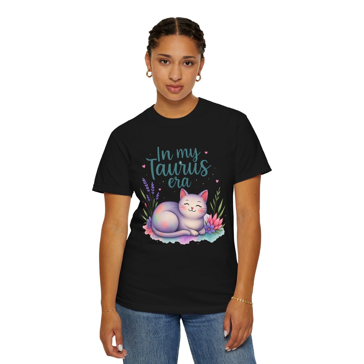 In My Taurus Era – Colorful Zodiac Cat Tee