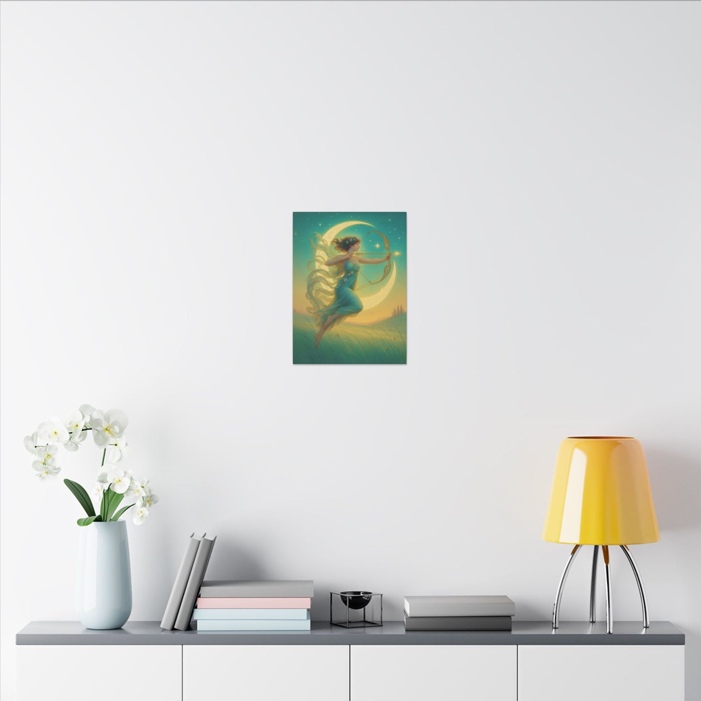 Artemis of the Stars – Celestial Moon Goddess Art Nouveau Canvas Wall Art