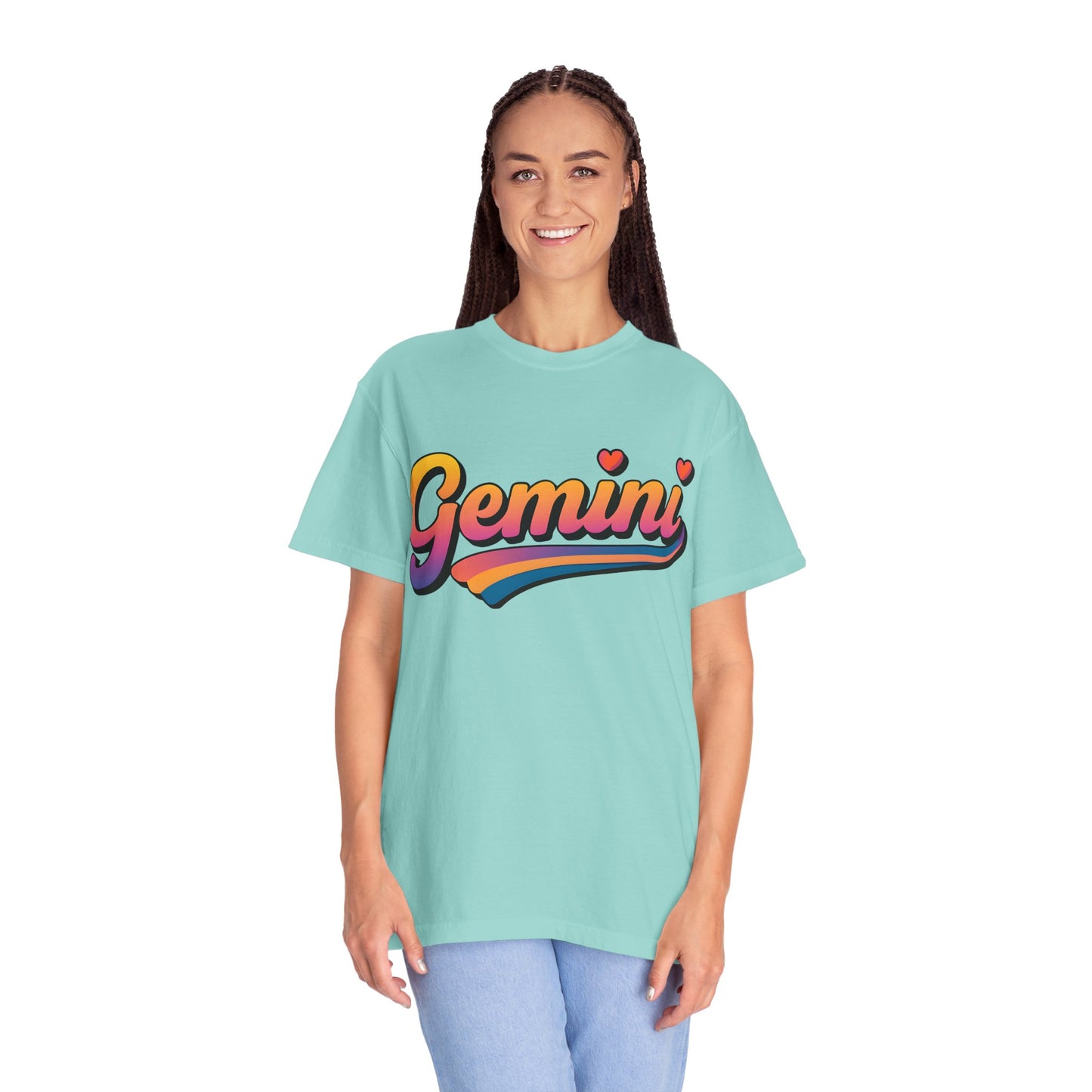 Gemini Retro Rainbow Heart Astrology Tee