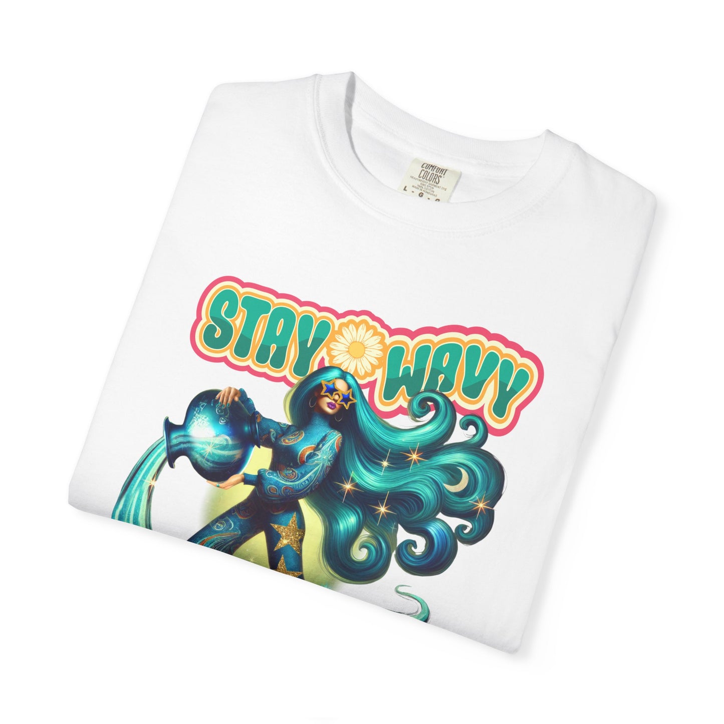 Stay Wavy Aquarius – Retro Water Bearer Zodiac Tee