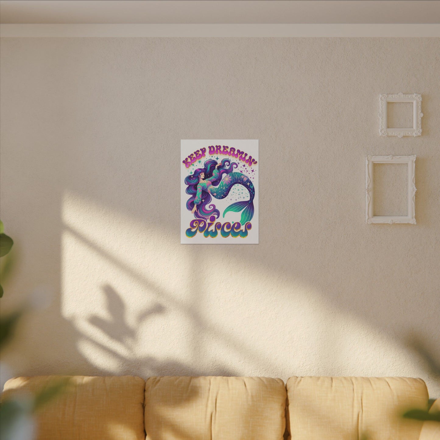 Keep Dreamin’ Pisces Mermaid – Retro Rainbow Zodiac Canvas Wall Art