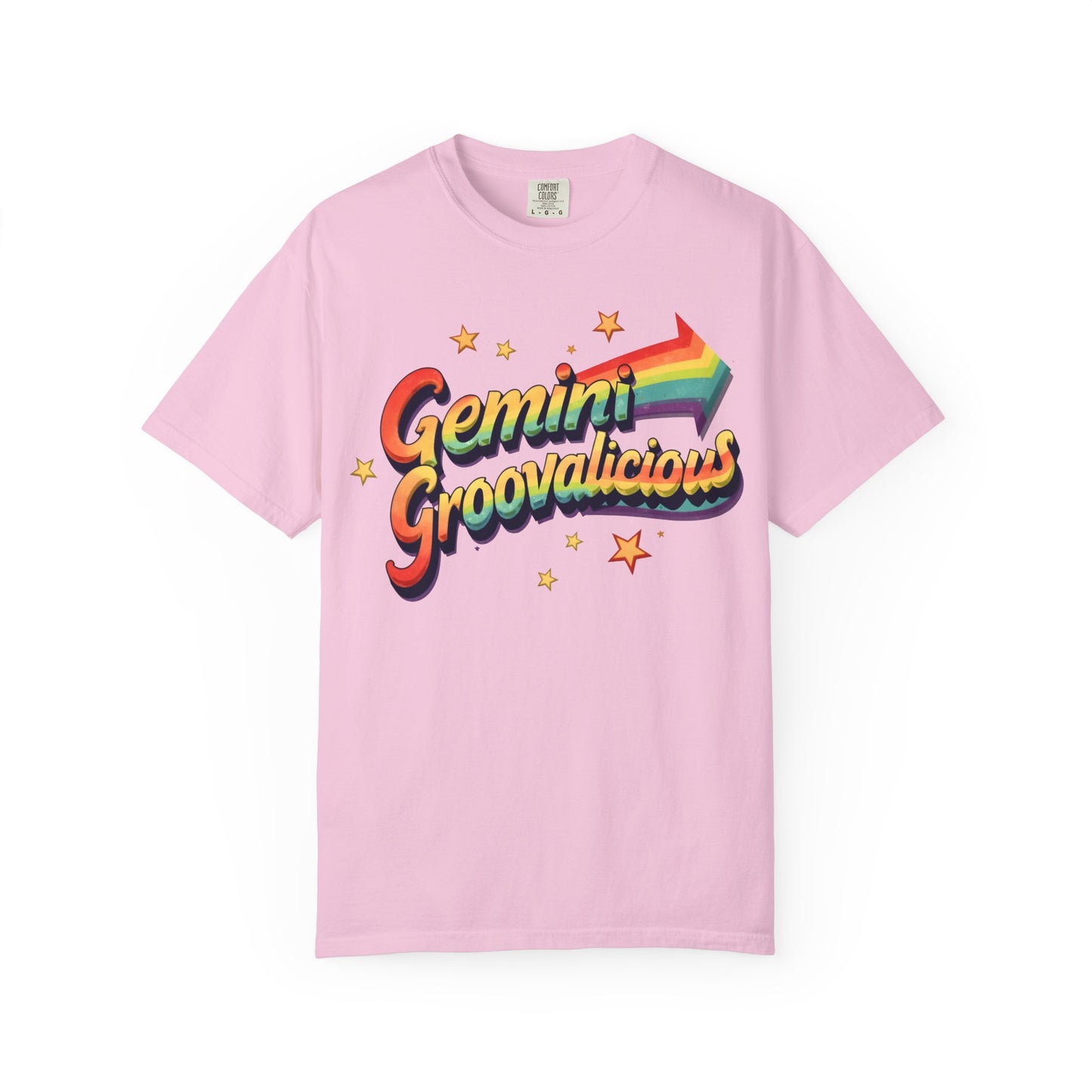 Gemini Groovalicious - Retro Rainbow Arrow Zodiac Tee