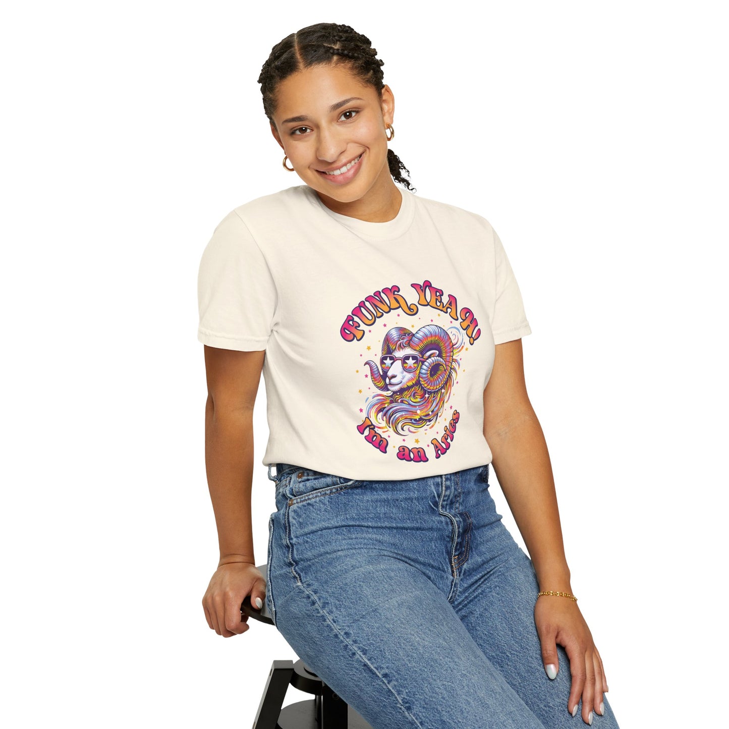 FUNK YEAH!! I’m an Aries Tee – Retro Multicolor Zodiac Shirt, Groovy Fun Style