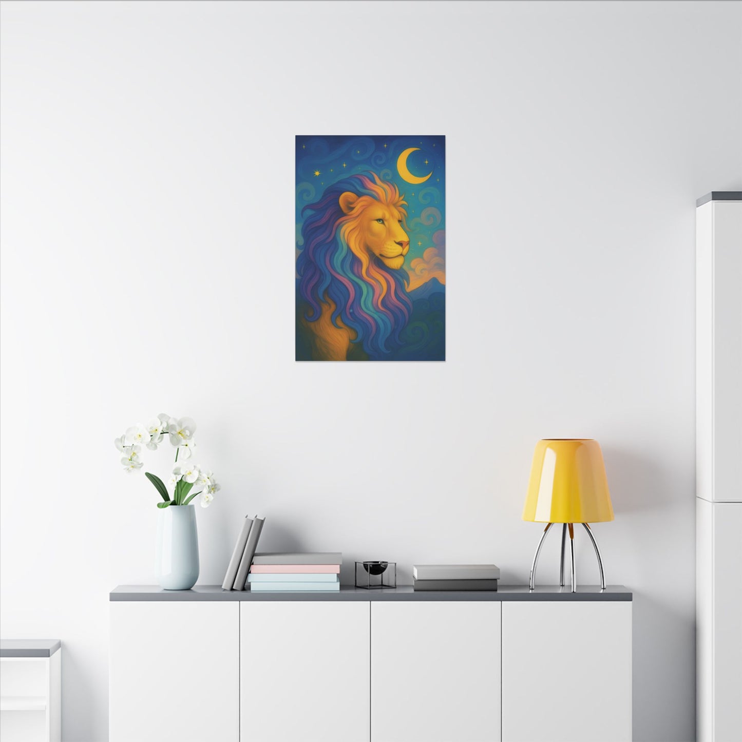 Moonlit Majesty – Luminous Lion Wall Art (Leo Inspired)