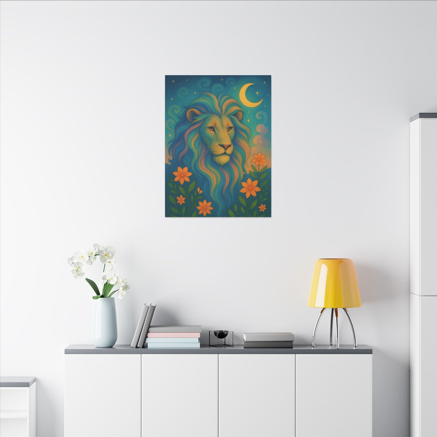 Starlit Lion – Regal Radiance Wall Art (Leo Inspired)