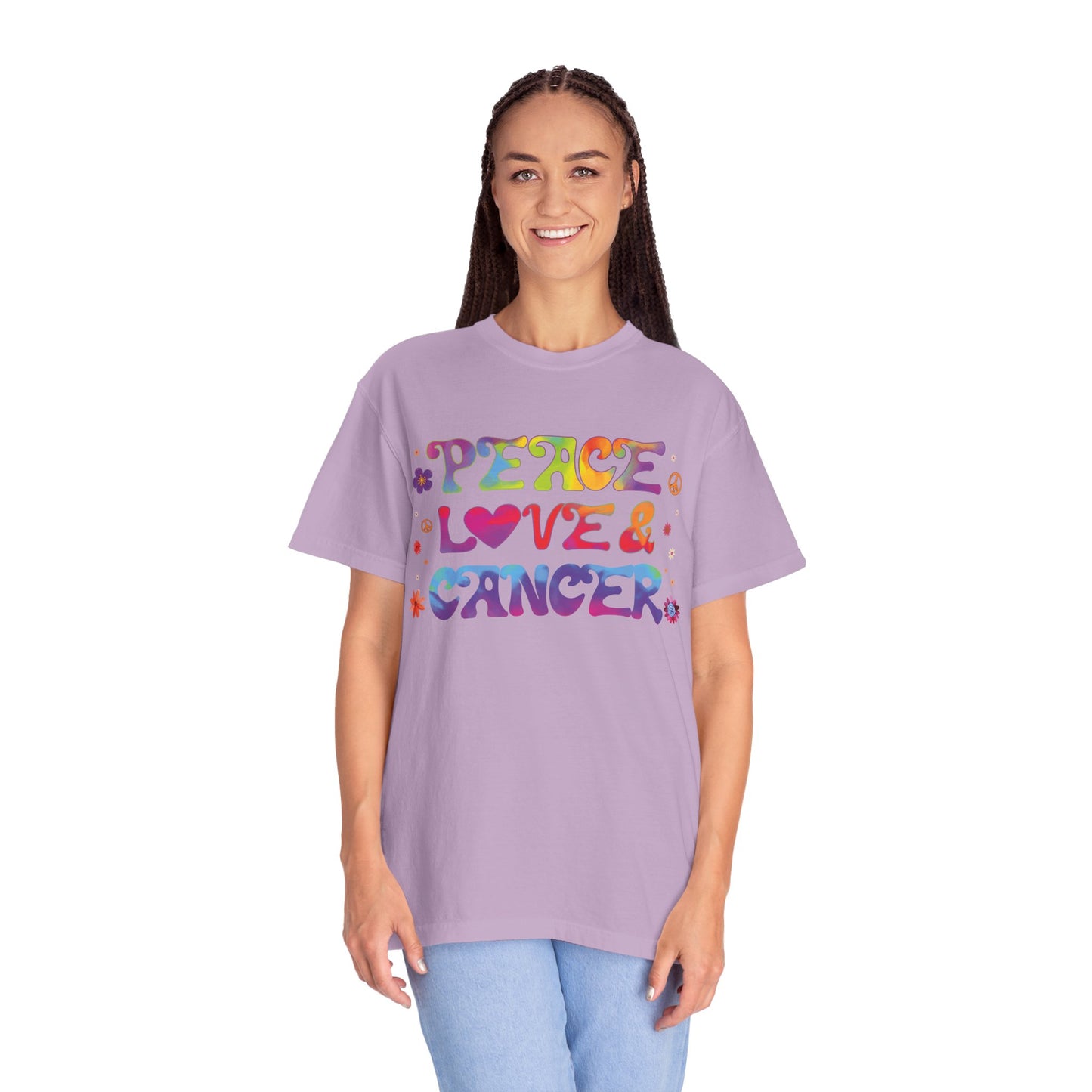 Peace Love & Cancer – Groovy Zodiac Retro Tee