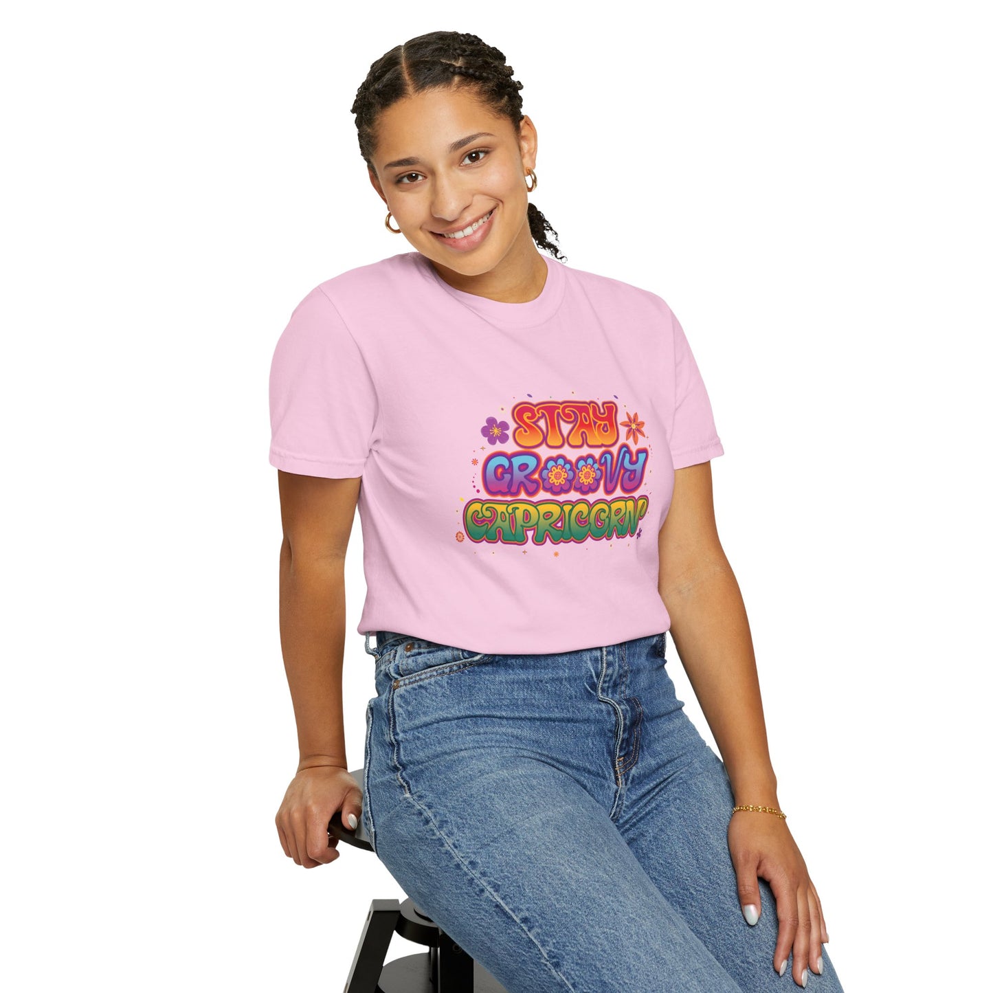 Stay Groovy Capricorn β Retro Flower Power Zodiac Tee