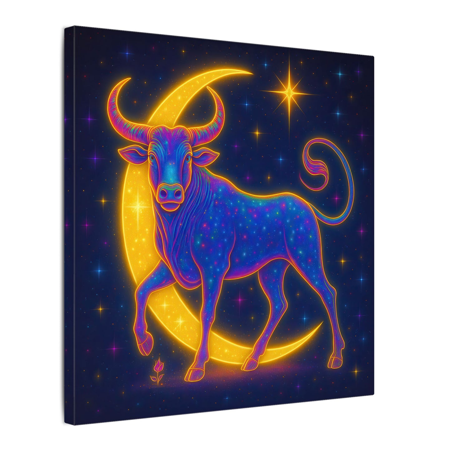 Radiant Rainbow Bull – Celestial Wall Art (Taurus Inspired)