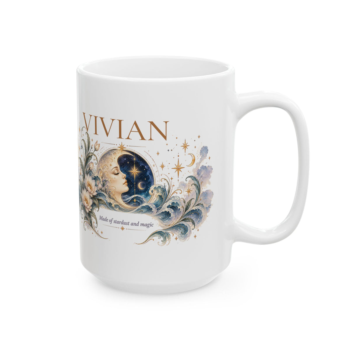 Personalized Boho Celestial Moon Mug, Custom Name Coffee Cup, Celestial Wave Mug, Astrology Gift for Her