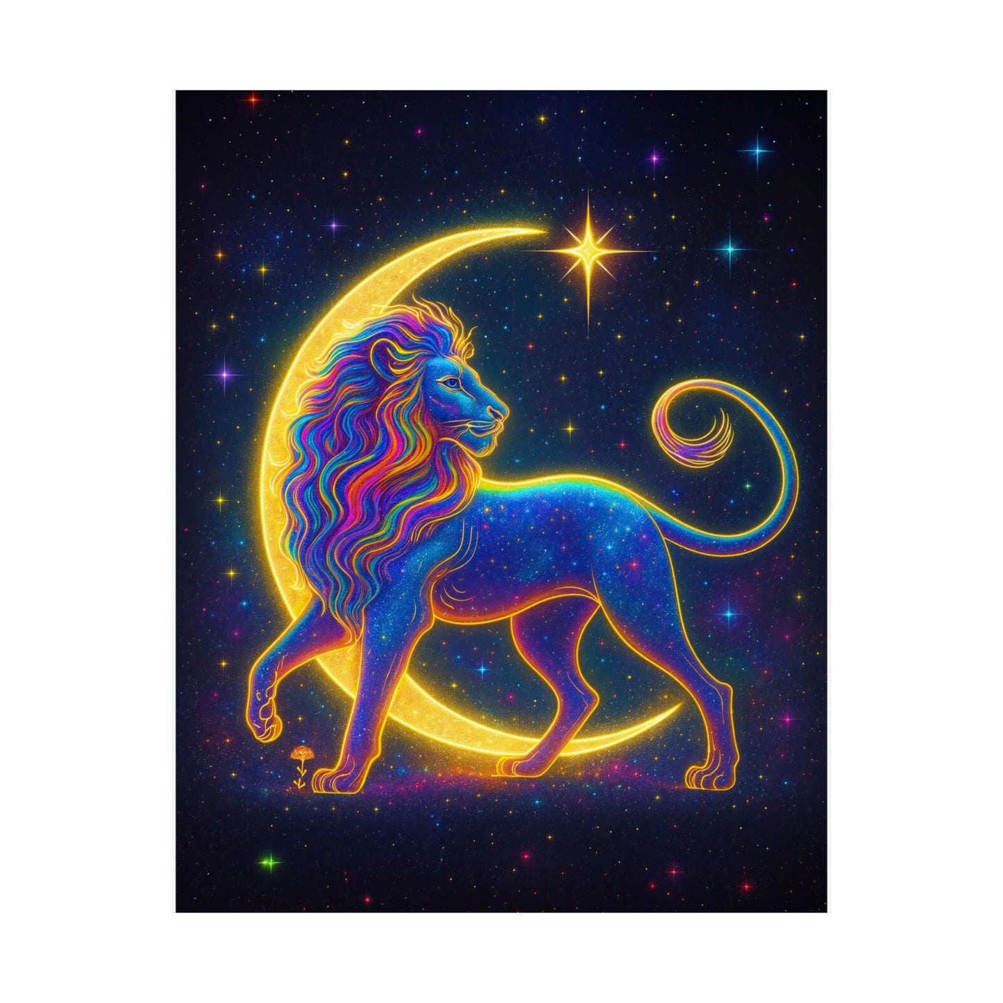 Luminous Lion – Crescent Moon Wall Art Print (Leo Zodiac Inspired)