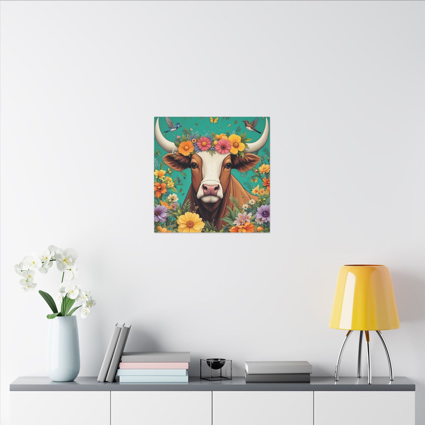 Bull in Bloom – Colorful Floral Taurus Wall Art
