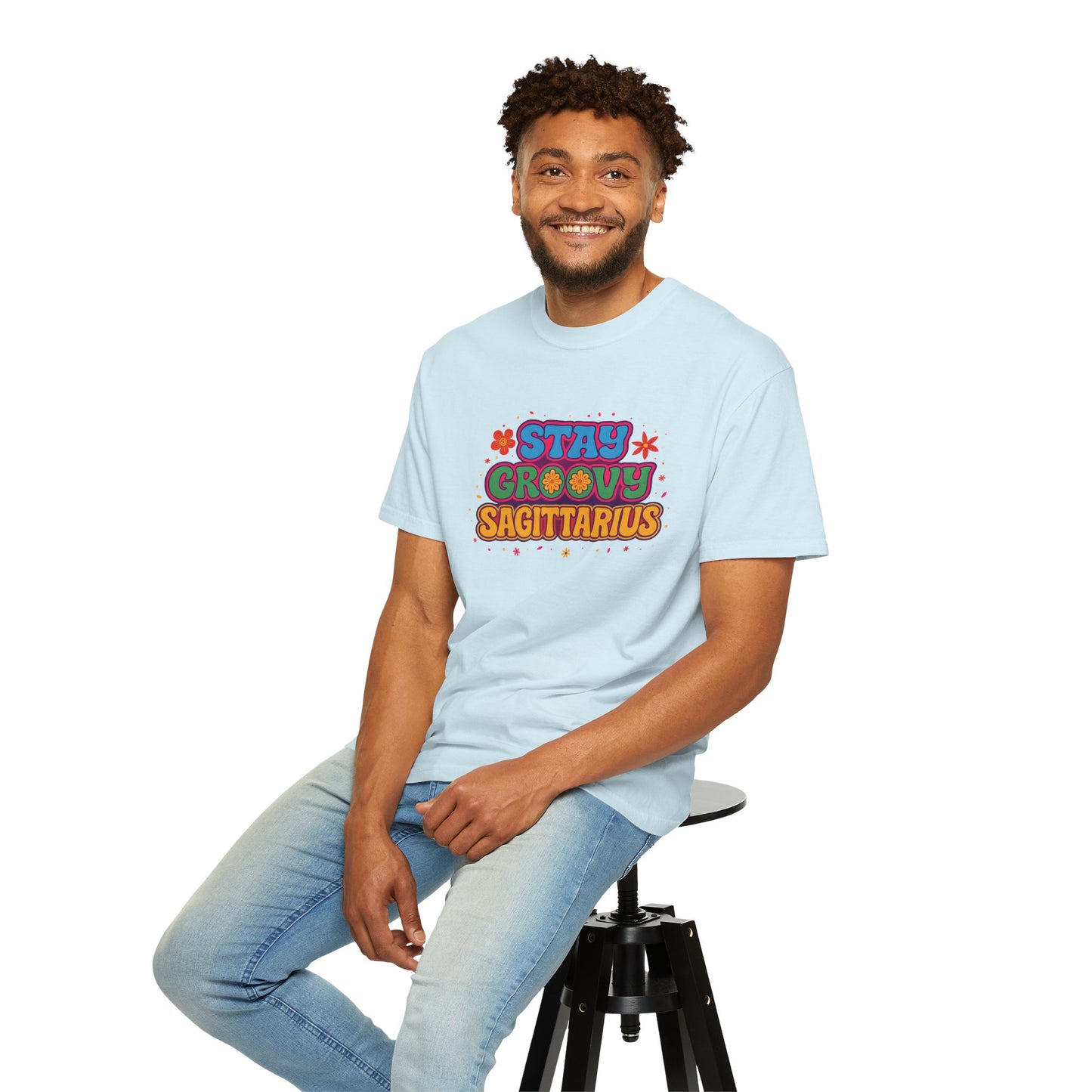 Stay Groovy Sagittarius – Retro Flower Power Zodiac Shirt