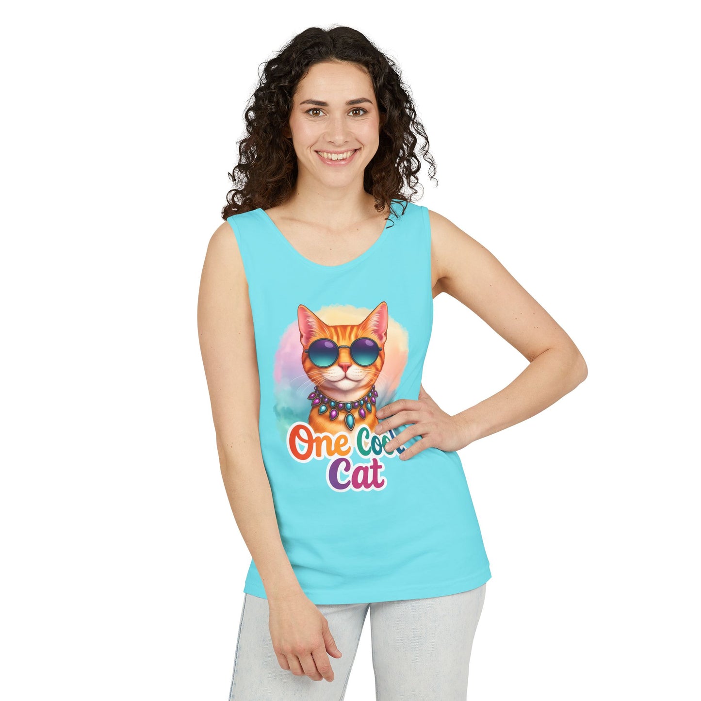One Cool Cat – Colorful Retro Sassy Cat Tank (Unisex)