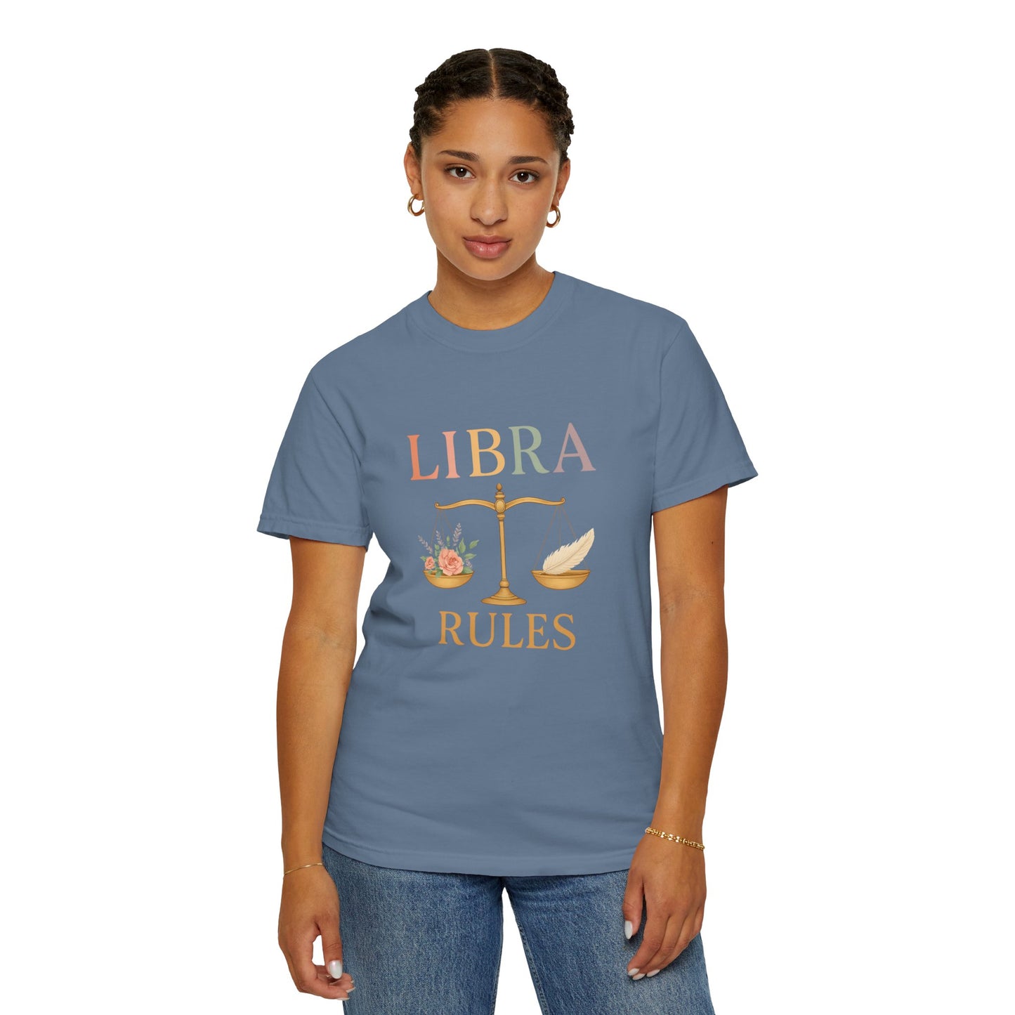 Libra Rules – Elegant Floral Zodiac Balance Tee