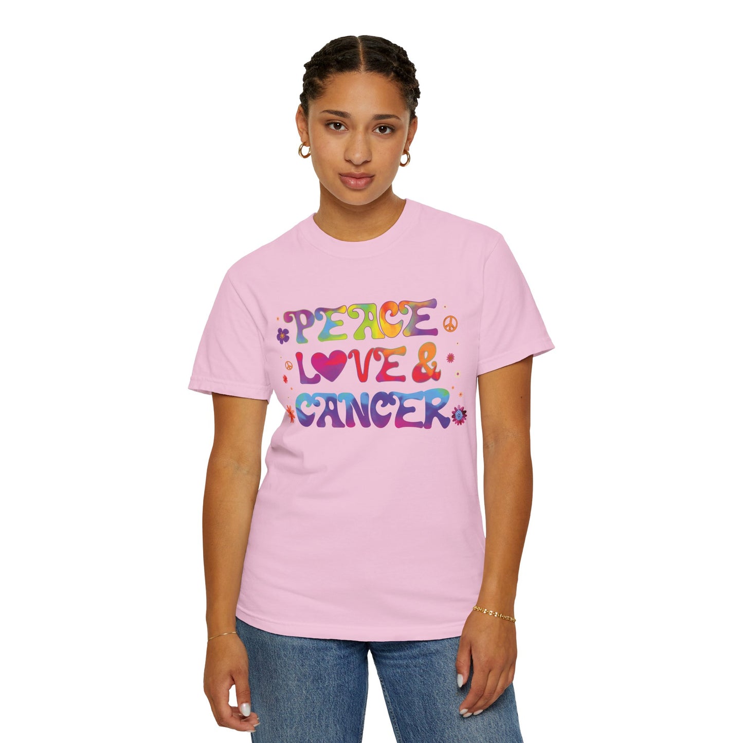 Peace Love & Cancer – Groovy Zodiac Retro Tee