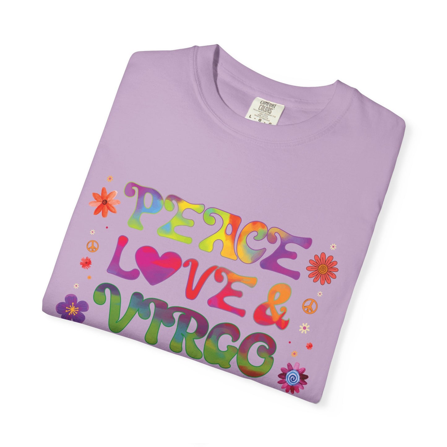 Peace Love & Virgo – Retro Hippie Zodiac Tee