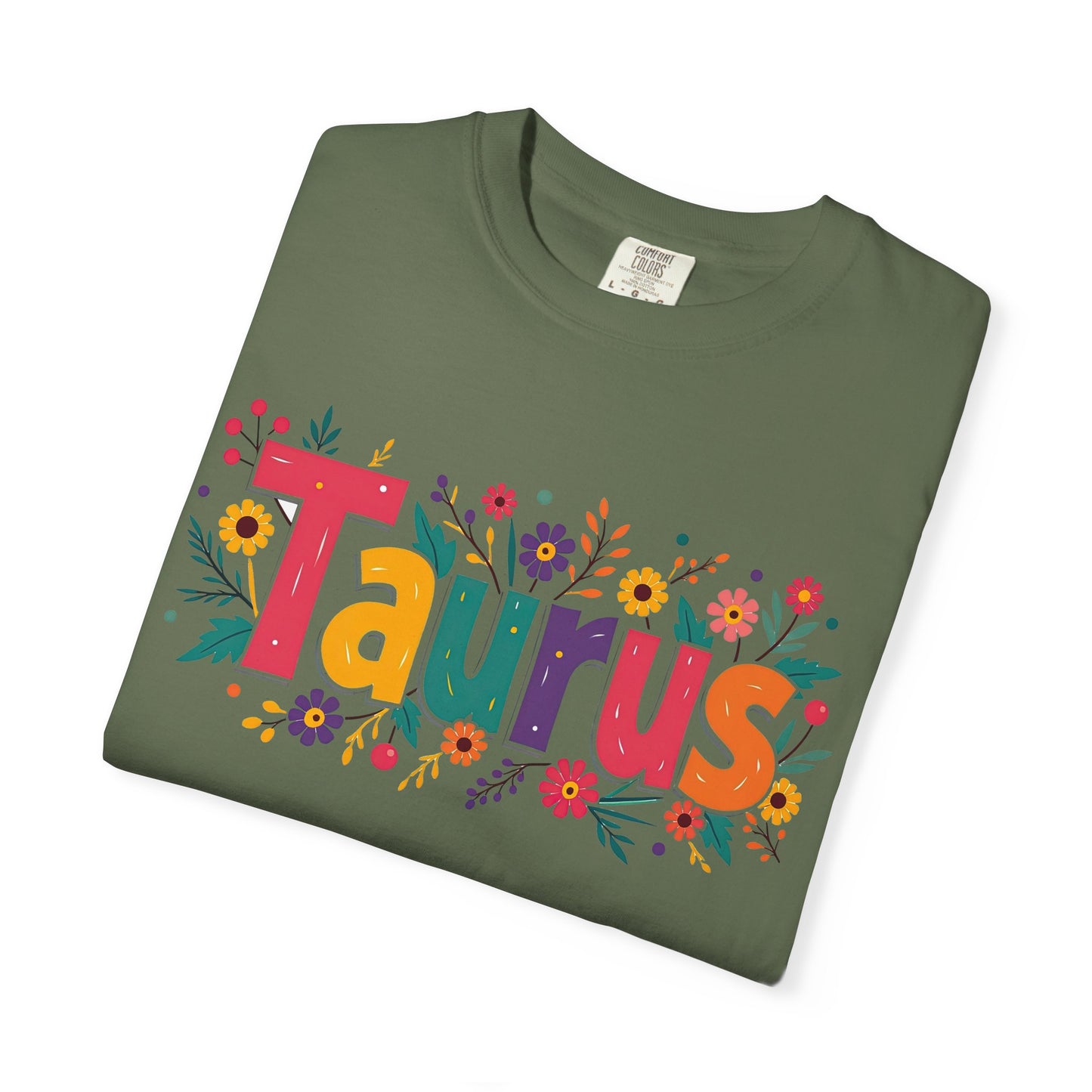 Taurus in Bloom – Colorful Floral Aesthetic Tee