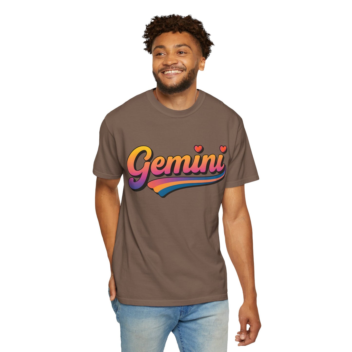 Gemini Retro Rainbow Heart Astrology Tee