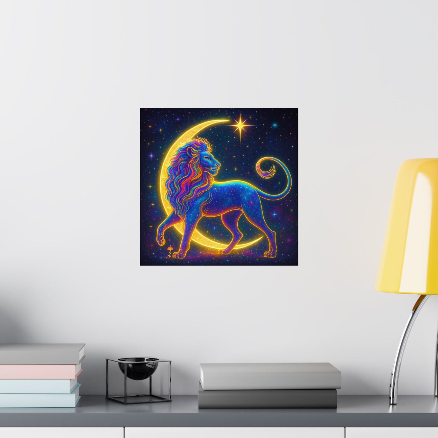 Luminous Lion – Crescent Moon Wall Art Print (Leo Zodiac Inspired)