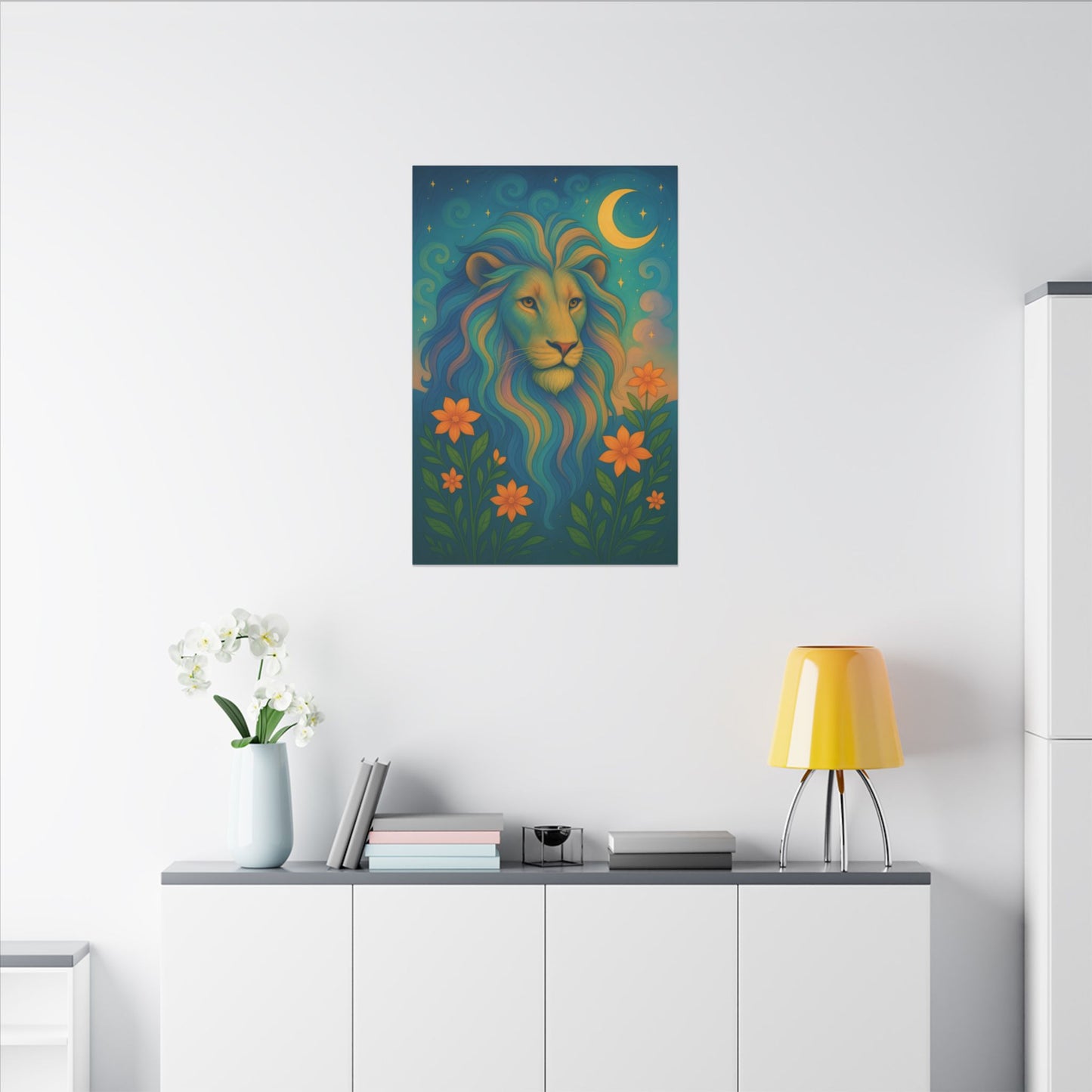 Starlit Lion – Regal Radiance Wall Art (Leo Inspired)