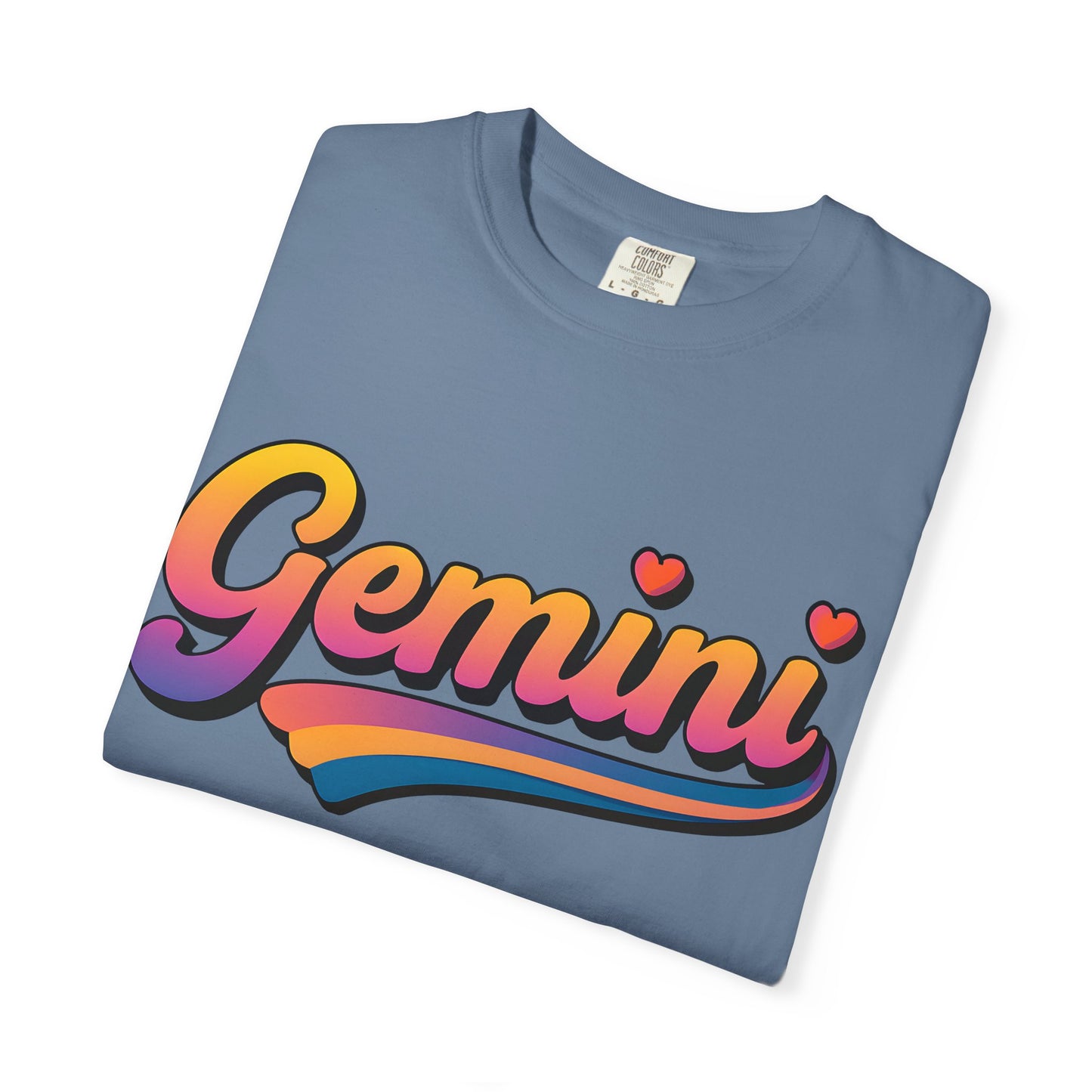 Gemini Retro Rainbow Heart Astrology Tee