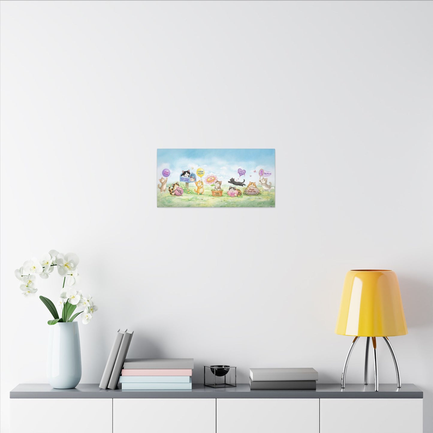Cat Affirmation Wall Art, Whimsical Cats Canvas Print, Positive Affirmation Home Decor, Cute Cat Lover Gift, Inspirational Stretched Canvas Art