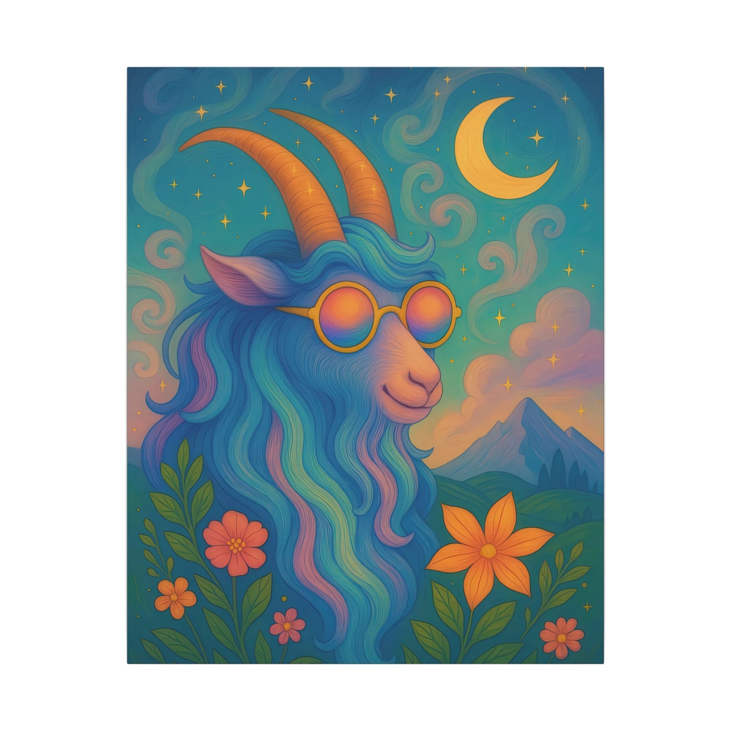 Capricorn Dreams – Radiant Retro Goat Wall Art