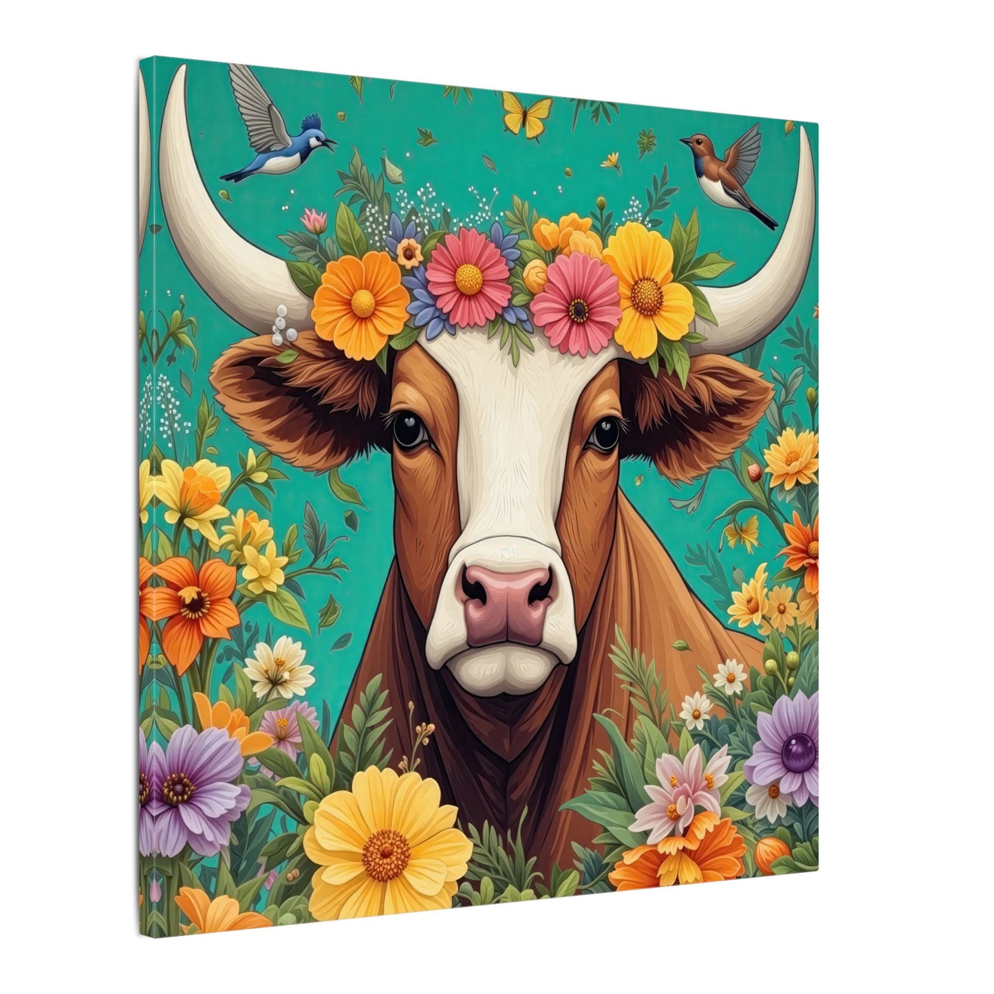 Bull in Bloom – Colorful Floral Taurus Wall Art
