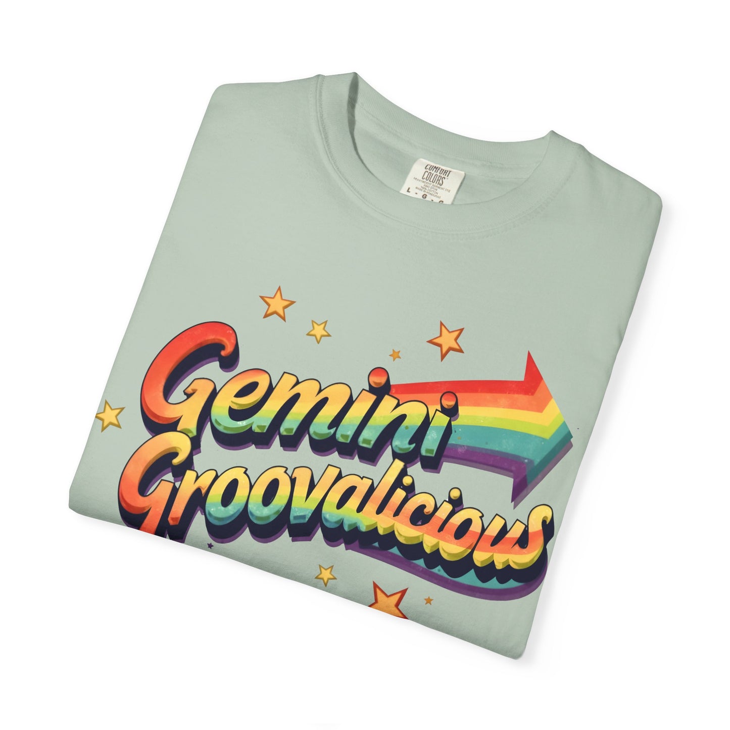 Gemini Groovalicious - Retro Rainbow Arrow Zodiac Tee