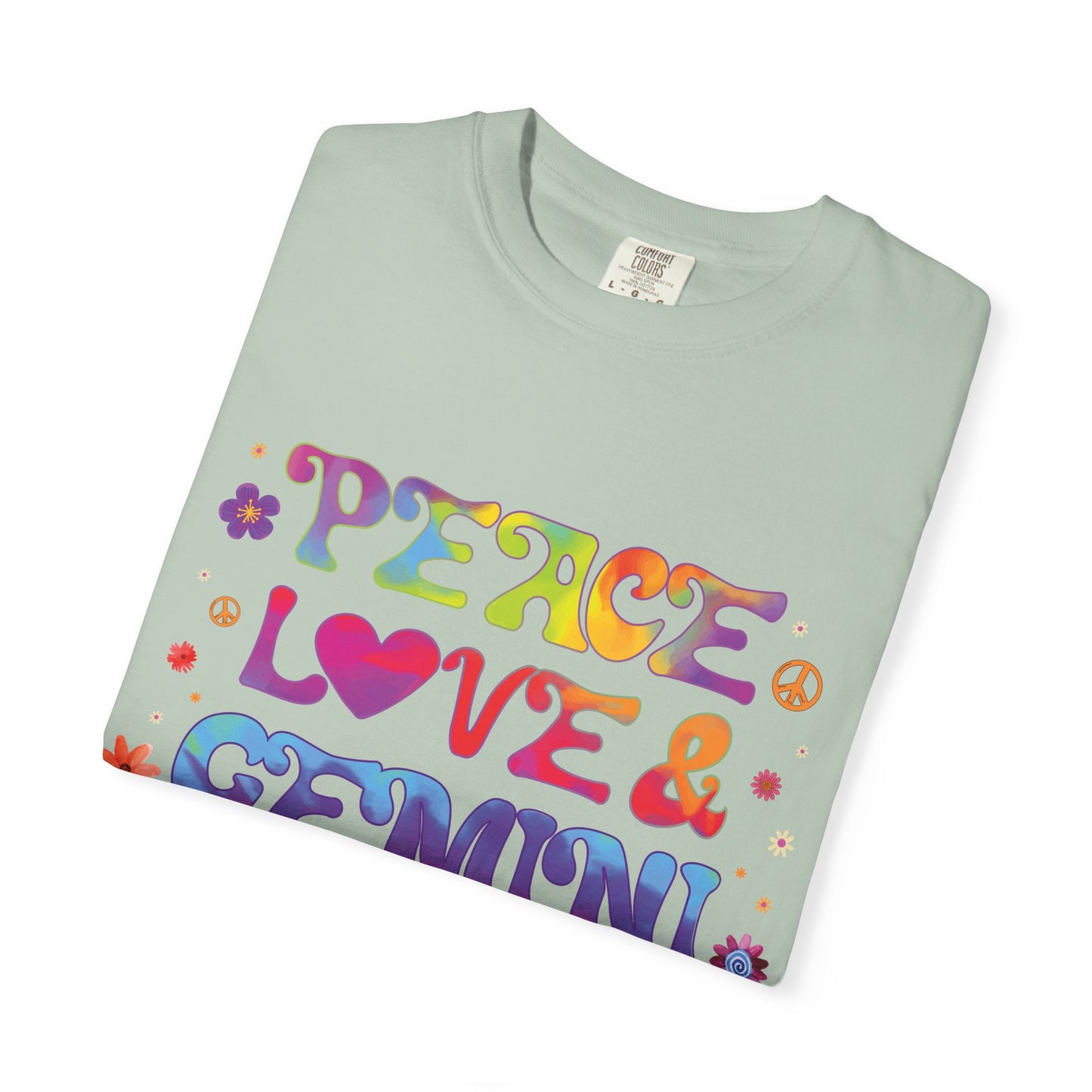 Peace Love & Gemini – Retro Groovy Zodiac Tee