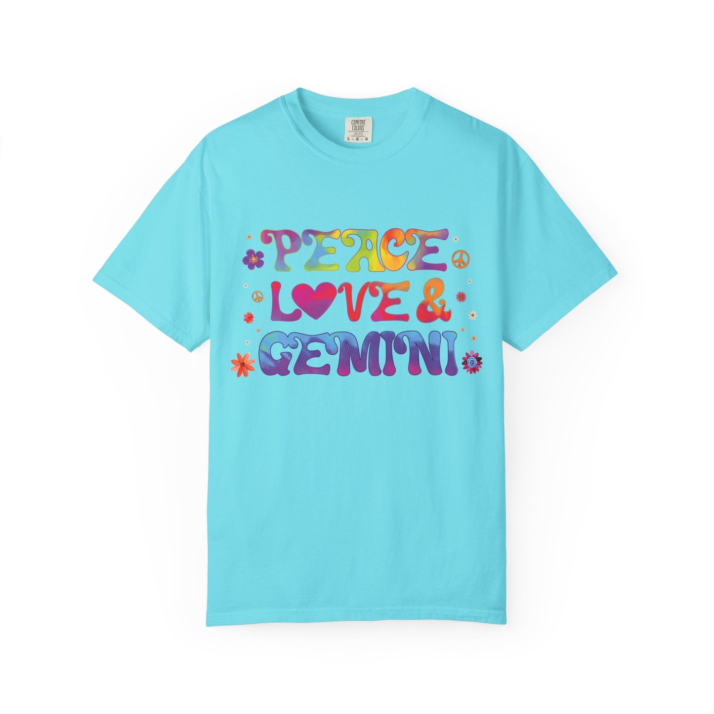 Peace Love & Gemini – Retro Groovy Zodiac Tee