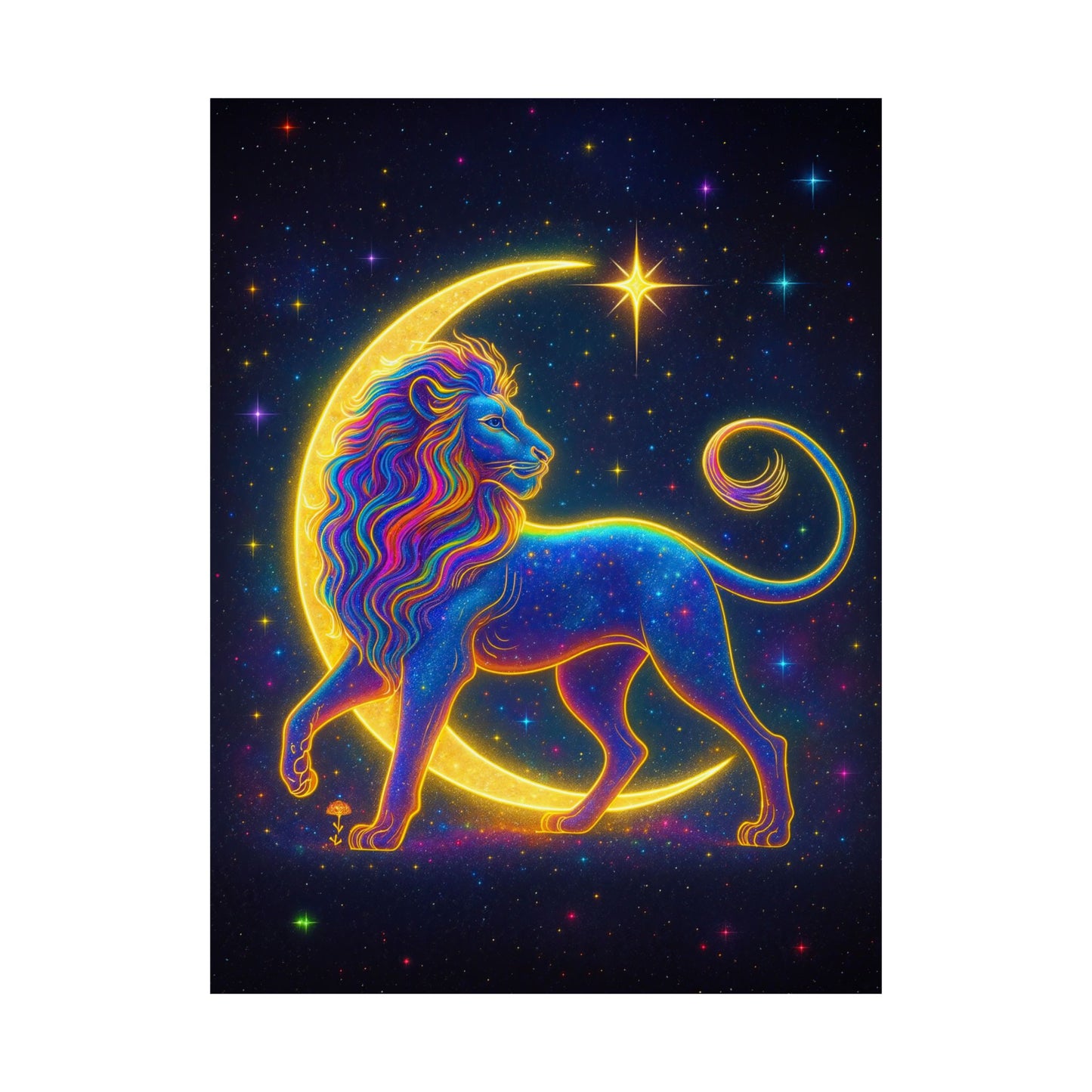 Luminous Lion – Crescent Moon Wall Art Print (Leo Zodiac Inspired)